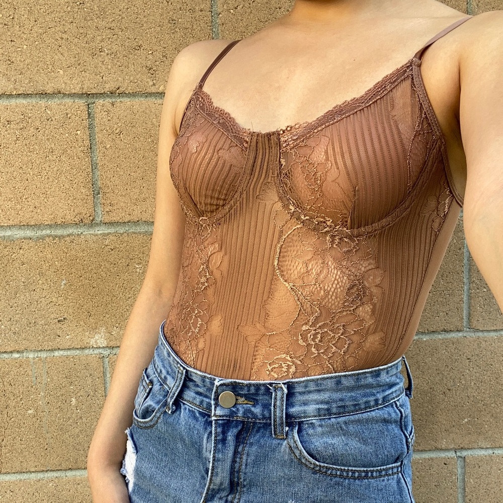 Brown lace bodysuit